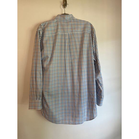Peter Millar Nanoluxe Plaid Long Sleeve Button Down Top Size L Easy Care Cotton - Picture 2 of 6